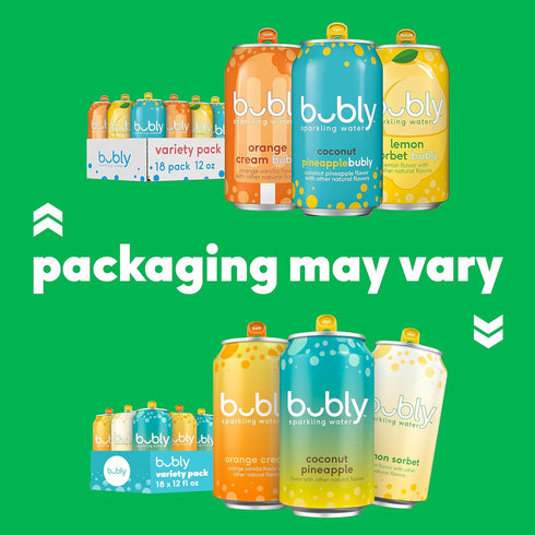 Pack, 12 Oz (Pack 18) bubly Sparkling Water, Citrus Variety Zero Sugar & Zero Calories, Seltzer Water, Fl Cans