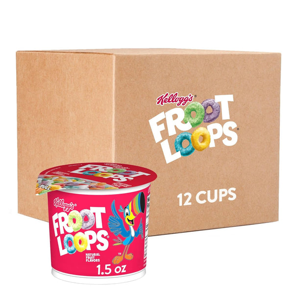 Kellogg's Froot Loops Breakfast Cereal Cups, Fruit Flavored, Breakfast Snacks with Vitamin