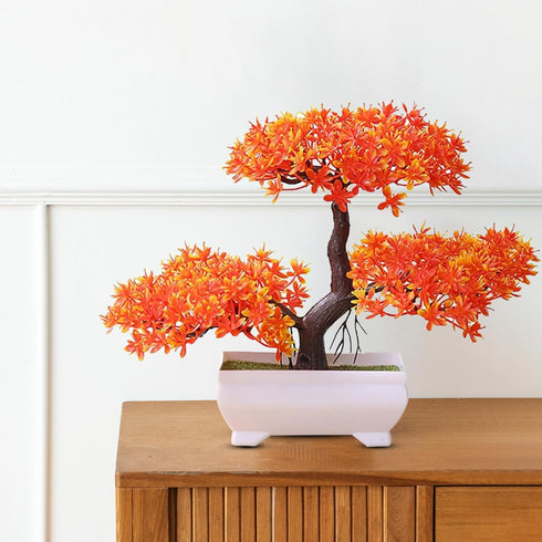 Stunning Red Flower Bonsai in Elegant Pot - Perfect Gift Idea