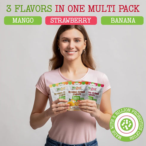 Pack, 5 6 Pack YoGut Freeze Dried Yogurt Snack Variety Healthy, On-the-Go Smoothie Melts Snacks for Kids & Adults