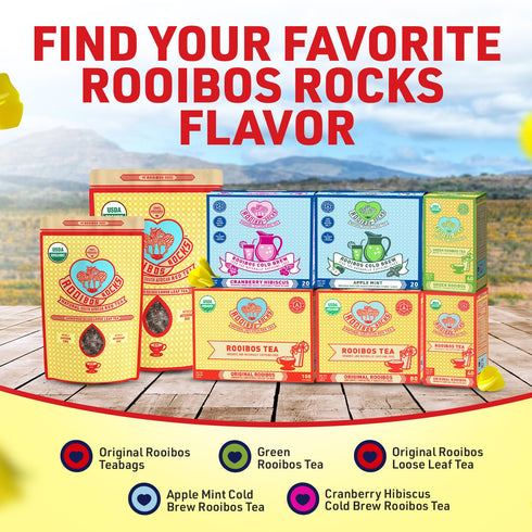 100 Count Rooibos Rocks Herbal Tea Bags - Naturally Sweet Red Rooibos Tea Organic for Children & Pregnant Women - Low