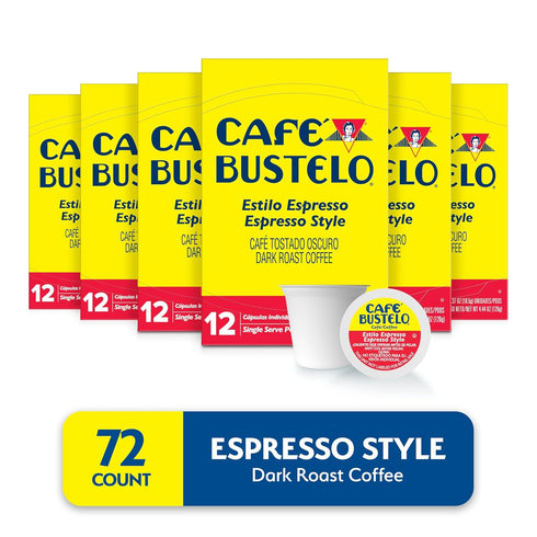 12 Count (Pack 6) Caf Bustelo Espresso Style Dark Roast, Single Serve Coffee Pods