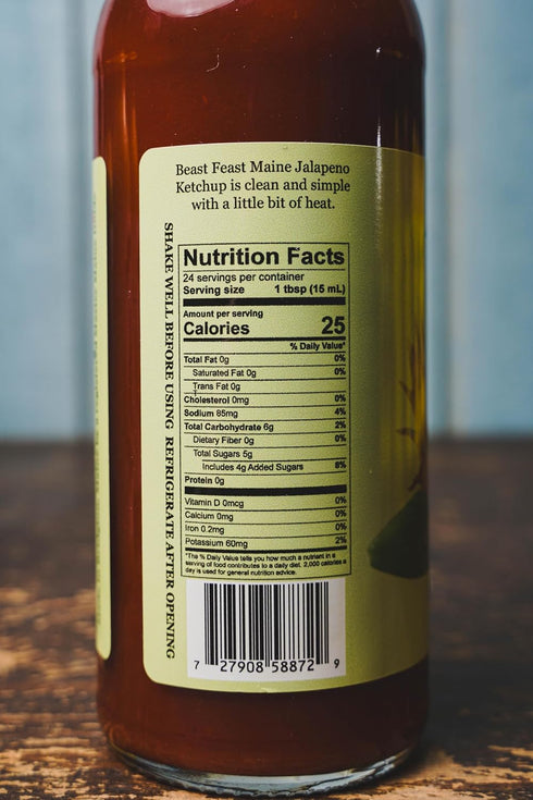 Beast Feast Maine 14 oz Jalapeo Ketchup, Small-Batch, Nothing Artificial, No Corn Syrup Gluten Free Large Glass Bottle