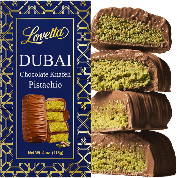 Lovetta Chocolate Lovetta Dubai Chocolate Bar Pistachio Knafeh - Luxury Rich Milk Chocolate, Individually
