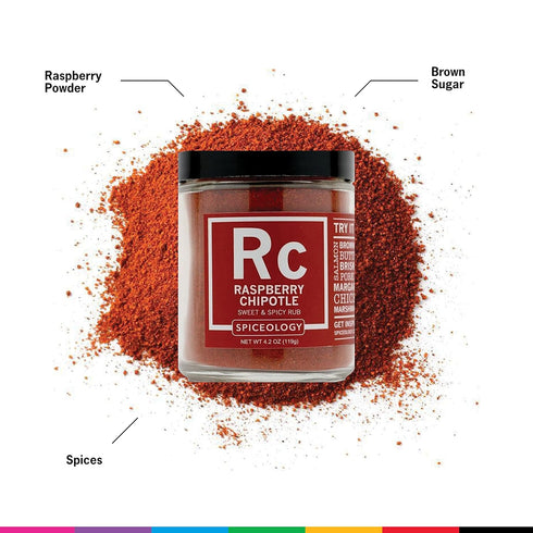 4.2 oz Spiceology - Raspberry Chipotle Sweet & Spicy All-Purpose BBQ Seasoning Spice Rub - Use on: Ribs, Pork, Bacon