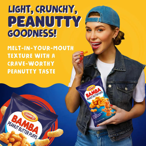 Pack 0.7oz (Pack 8) Osem Bamba Peanut Butter Puffs - Peanut Butter Puffs Bulk, Vegan PB Snack with Crunch for Kids