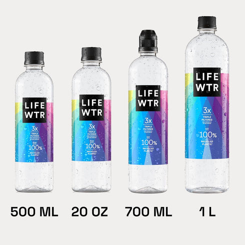 100% 33.8 Oz, 1L (Pack 6) LIFEWTR Premium Purified Water, pH Balanced with Electrolytes, recycled plastic bottles, Fl