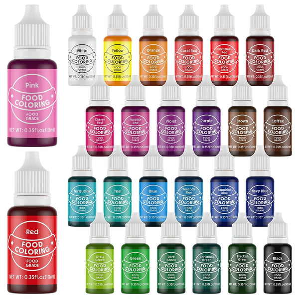 Food Coloring for Baking - Cherrysea 26x10ml Vibrant Cake Coloring Liquid Set