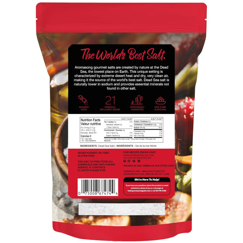 100% 2.43 lb. Packaging Aromasong Natural & Pure Sea Salt Coarse Grain, | Ideal Coarse Salt for Grinder Refill - May