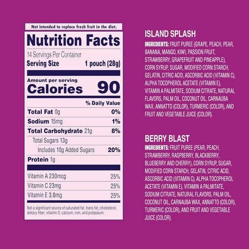 Pack, 1 oz (Pack 14) Welch's Juicefuls Juicy Fruit Snacks, Berry Blast & Island Splash, Fruit Gushers, Bulk Individual