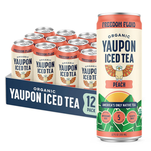 Freedom Fluid Organic Yaupon Iced Tea Refreshing Peach | Herbal Tea Drink