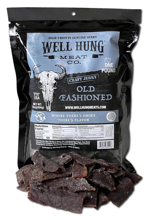 Well Hung Meats Old Fashioned Beef Jerky One Pound Resealable Craft Jerky