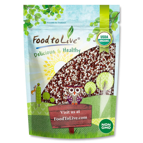 Food to Live Organic Raw White and Red Quinoa Blend, 3 Pounds