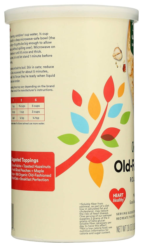 365 18 by Whole Foods Market, Organic Old Fashioned Rolled Oats, Ounce