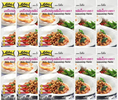 Thai Holy Basil Seasoning Paste by Lobo, 50g (Pack of 10)