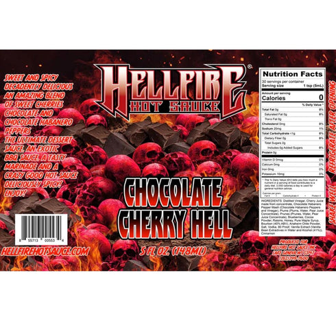 Hellfire Gourmet Dessert Hot Sauce Chocolate Cherry Hell with Fruit and Chocolate, 5 oz