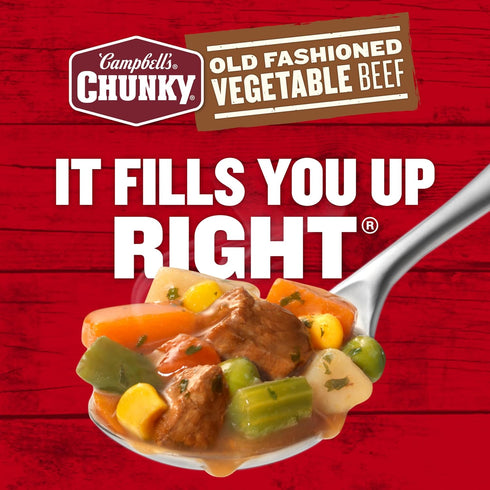 18.8 Oz Campbells Chunky Soup, Old Fashioned Vegetable Beef Soup, Can