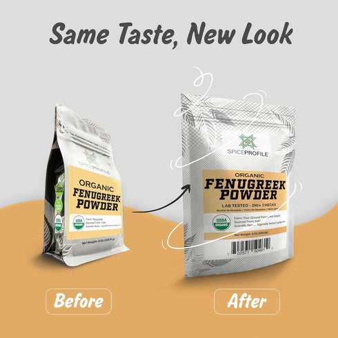 8 oz Spice Profile USDA Organic Fenugreek Powder, Lab Tested, Resealable Pouch, Methi Ground, Polvo de Fenogreco