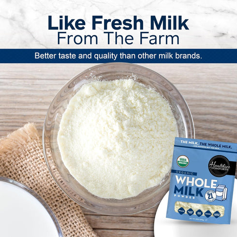 (1.31lb) Healthier Comforts Organic Whole Milk Powder | USDA Organic Dried Milk | Non-GMO, Gluten Free, Kosher