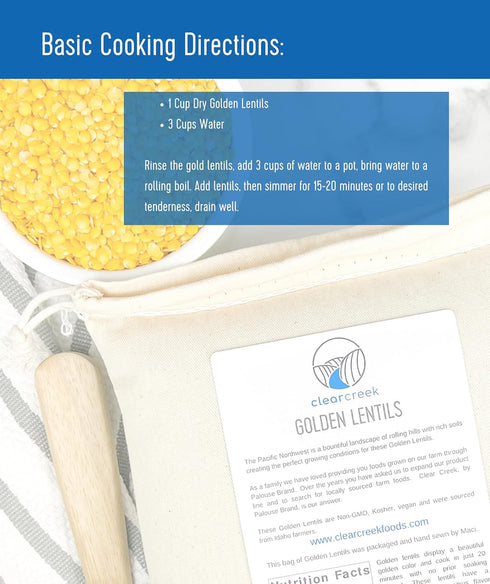 1 LB Certified Glyphosate Residue Free Yellow Lentils | | Non-GMO | Vegan | Non-Irradiated (Will Sprout) | Kosher |