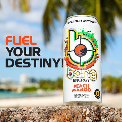 16-Ounce Pack 12 Bang Energy Peach Mango, Sugar-Free Energy Drink, |