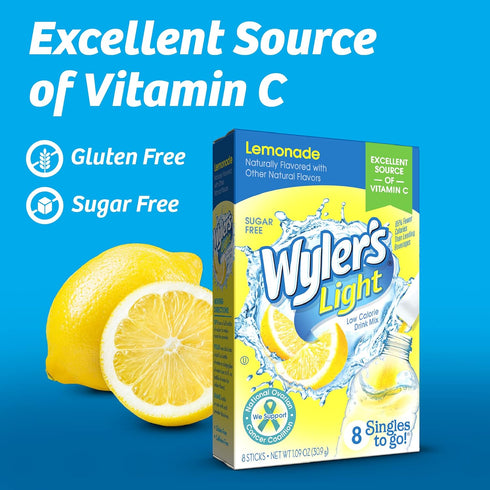 Packets, 8 Count Wyler's Light Singles Water Drink Mix To Go Powder Lemonade