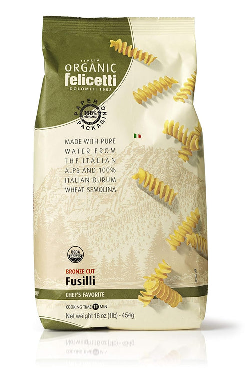 Organic Felicetti Fusilli Pasta Italian Non-GMO 16oz (454g) 2 Pack