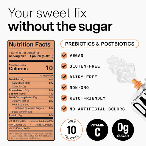 10 10-Calorie, Immune Dally Peach Drinkable Konjac Jelly Pouches | Healthy Keto, Gluten Free, Sugar Free Korean Fruit