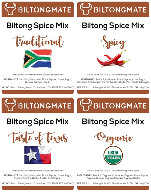 BiltongMate Pack (4 6 oz) All Natural Biltong Spice - Sampler Gift x