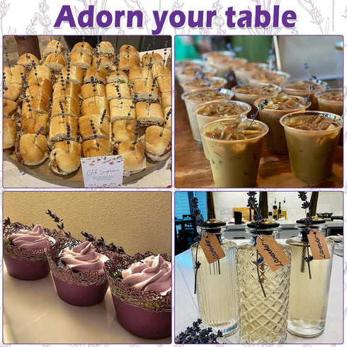 130+ 2oz (57g) Edible Lavender Sprigs for Cake & Cocktails Garnish, Whole Dried Lavender Stems Culinary Herb for Tea