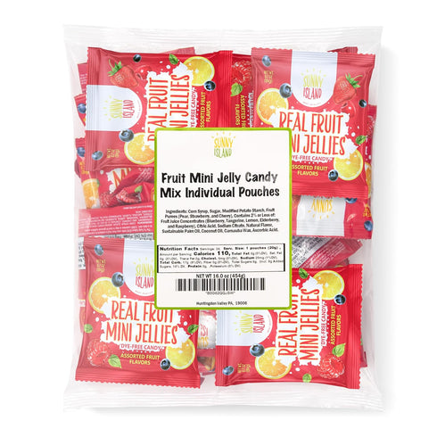 24 Packs Gummies Fruit Jelly Candy | | Dye Free Candy Individually Wrapped | Vegan with Real Fruit Puree | Assorted