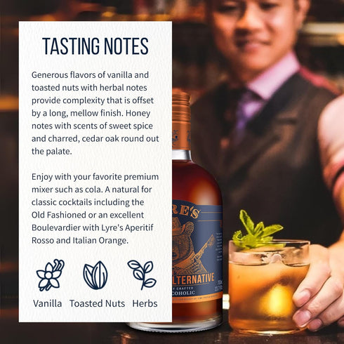 23.7 Oz (700mL Lyre's American Malt Premium Non Alcoholic Spirits, Mocktails & Nonalcoholic Drinks, Bourbon Style, Fl