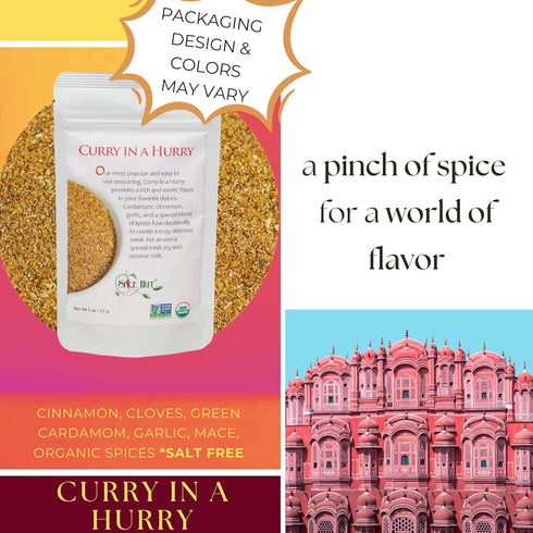 Organic Curry in a Hurry Seasoning Powder by Spice Hut - Salt-Free, Easy Masala Spice for Home Cooking, 2oz Pack