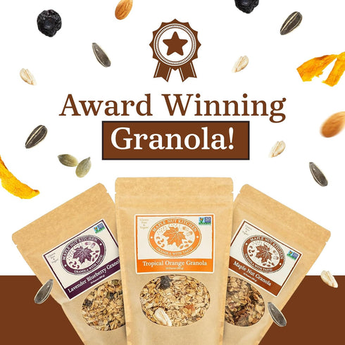 Pack 10 oz 3-Pack Maple Nut Kitchen Artisanal Variety Granola Bites - Lavender Blueberry, Tropical Orange, Maple Nut