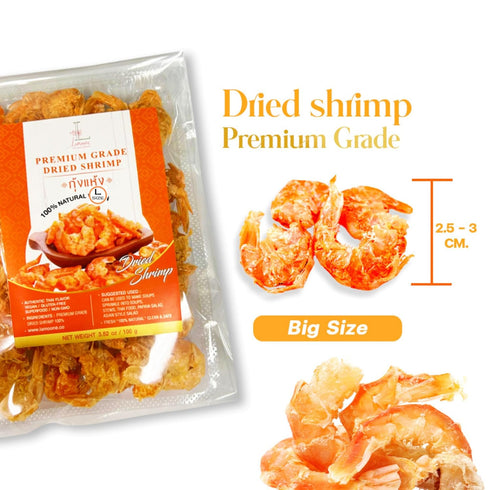 Lamoone 100g (3.5 oz) Premium Dried Shrimp for Cooking, Premium Quality Dehydrated Shrimp for Stir-Fries, Soups, Papaya