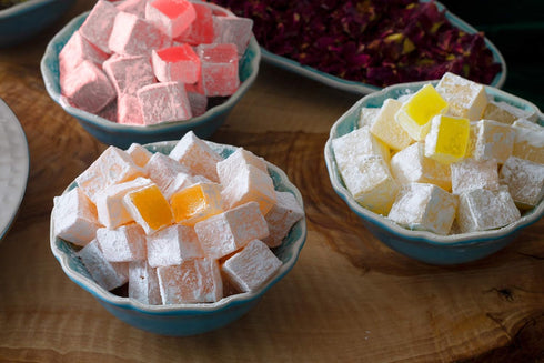 Cerez Pazari Turkish Delight with Rose, Orange and Lemon Mix Flavours 8.1 Oz - Vegan Candy Dessert Gift Box, Approx.