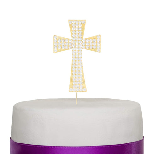 Ella Celebration Cross Cake Topper, Religious Wedding, Baptism, Christening, First Communion Decoration, Gold