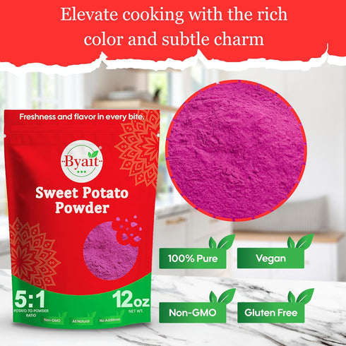 12 Oz, Byait Purple Sweet Potato Powder No Additives, Natural Purple Food Coloring Powder for Baking, Smoothies