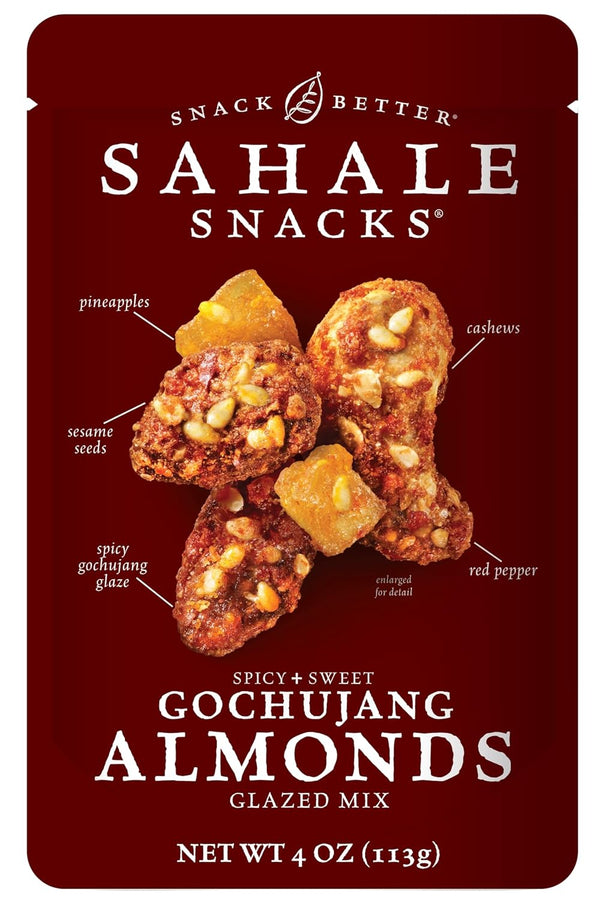 Sahale Snacks Gochujang Almonds Glazed Mix, Kosher, Gluten Free, 4 Ounce (Pack