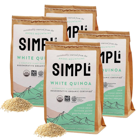 SIMPLi Regenerative Organic Certified 100% Peruvian White Quinoa, Complete Plant-Based Protein, White