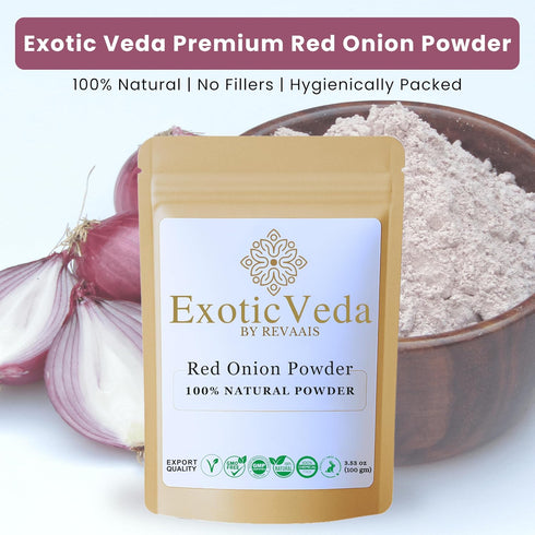 100g (3.53oz) 100% Exotic Veda Red Onion Powder | Pure & Natural | Non-GMO, Gluten-Free, Vegan | No Preservatives |
