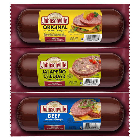 Summer 3/12oz. Pack, Johnsonville Original, Beef, Jalapeno Cheddar Sausages Gift Good Source of Protein, Great on