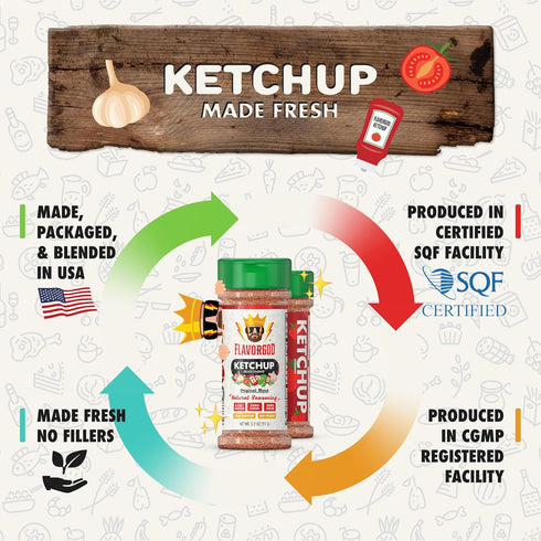 Ketchup Seasoning Mix by Flavor God - Premium All Natural & Healthy Spice Blend for Grilling Chicken, Beef, Seafood