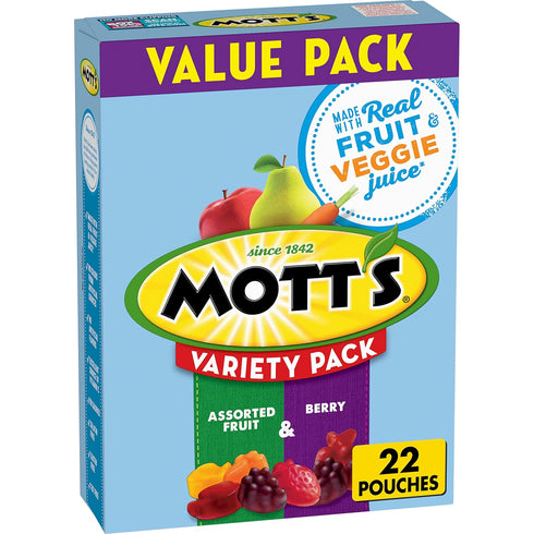 Mott's, Assorted Berry Fruit Snacks, Gluten Free, 17.6 oz (Pack of 6)