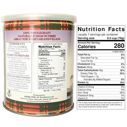 Hamlyns 17 (Pack 3) Scottish Steelcut Pinhead Oats, Ounce Tin