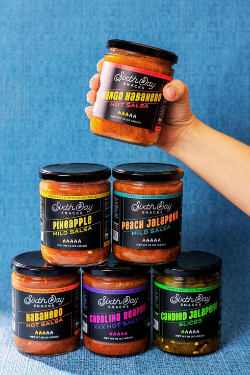 16 oz Sixth Day Snacks Carolina Reaper XXX Hot Salsa | Extreme Heat with Full Flavor | Small Batch, Clean Ingredients |