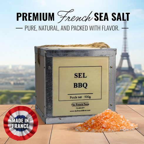 The French Farm 17.64oz Sea Salt BBQ Salt Box Gourmet French Seasoning for Grilling, Smoking, and Cooking All-Natural