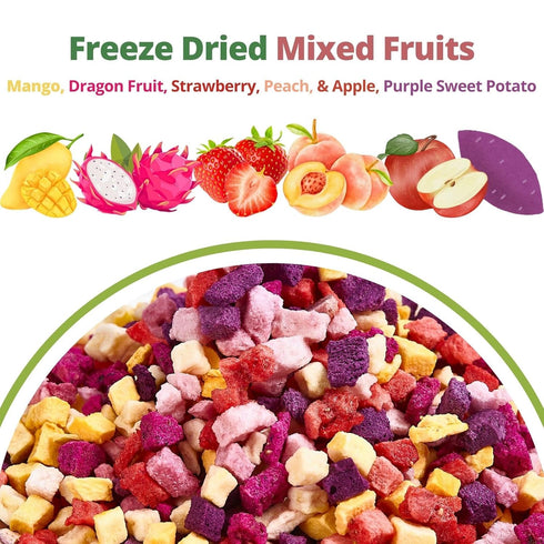 4.23oz(120g) Freeze Dried Mixed Fruit Snacks - Crunchy Dried Fruit Mix with Strawberry, Dragon Fruit, Purple Sweet