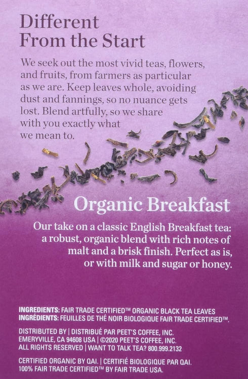 15 Mighty Leaf Tea Organic Breakfast Hand-Stiched Tea Bags, ct