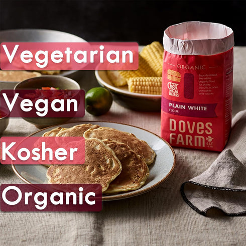 1Kg Doves Farm Organic Plain White Flour | | Premium Quality for Tasty Bakes | Certified Organic | Unbleached